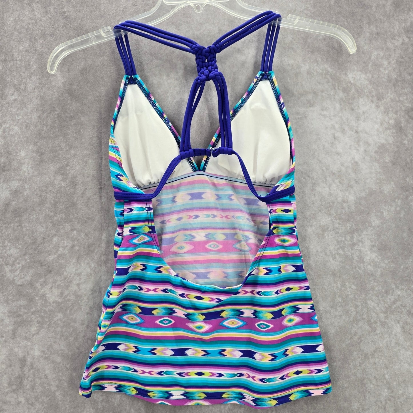 Hula Honey Purple Print Crisscross Padded Swimwear Tankini Tank Top Medium M