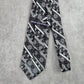 Beau Brummel Black Silver Gray Floral Stripe Silk Executive Neck Tie Men's