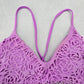 Xhilaration Purple Boho Crisscross Cutout Floral Bikini Bra Swim Top S Small