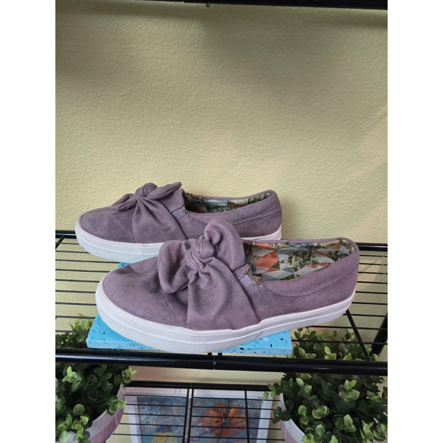 Rock and Candy Purple Bow Flat Slide Suede Sneakers Size 8.5