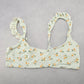 White Floral Ruffle Beach Sports Active Bikini Bralette Swim Top S Small