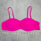 Shein Pink White Crisscross Padded Adjustable Clasp Bikini Top Swimwear Large