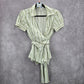 Worthington White Striped Short Sleeve Wrap Top Small