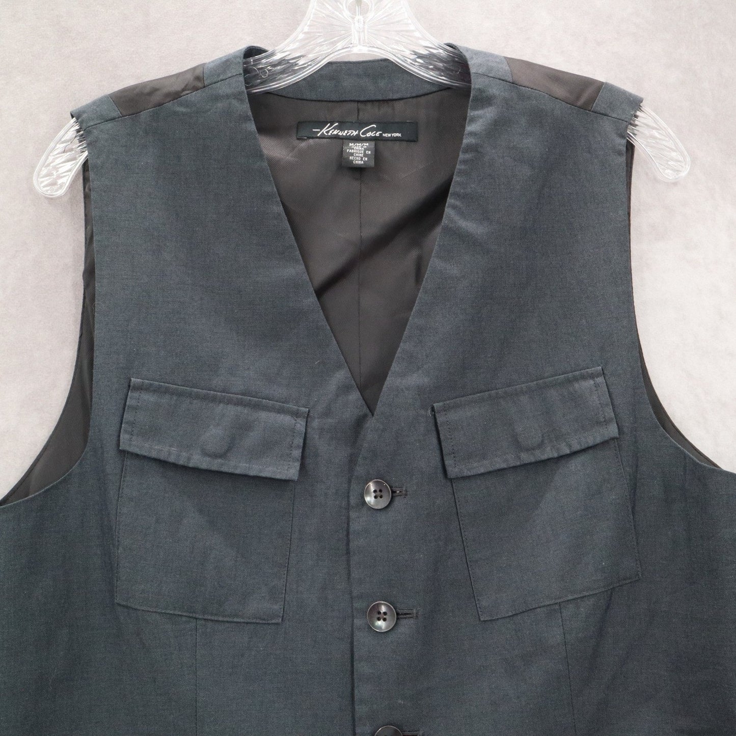 Kenneth Cole Blue 5 Button Point Pocket Waistcoat Formal Tuxedo Suit Vest M 42R