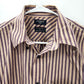 Dockers Button Up Long Sleeve Stripe Purple Cream Casual Shirt Medium
