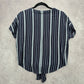 Universal Thread Blue Stripes Tie Front Button Down Top Blouse Size XS
