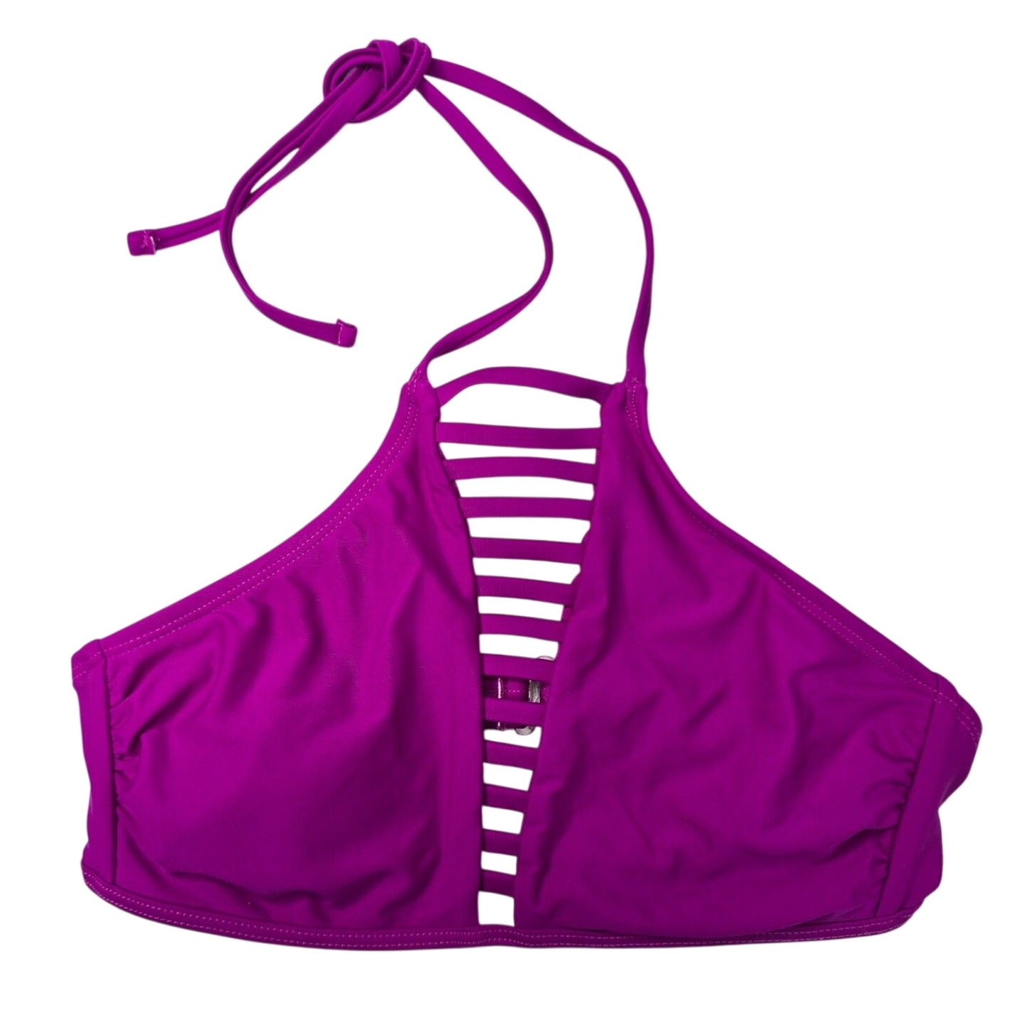 Purple High Neck Y2K Mermaid Barbie 90s Boho Halter Bikini Top Swimwear S
