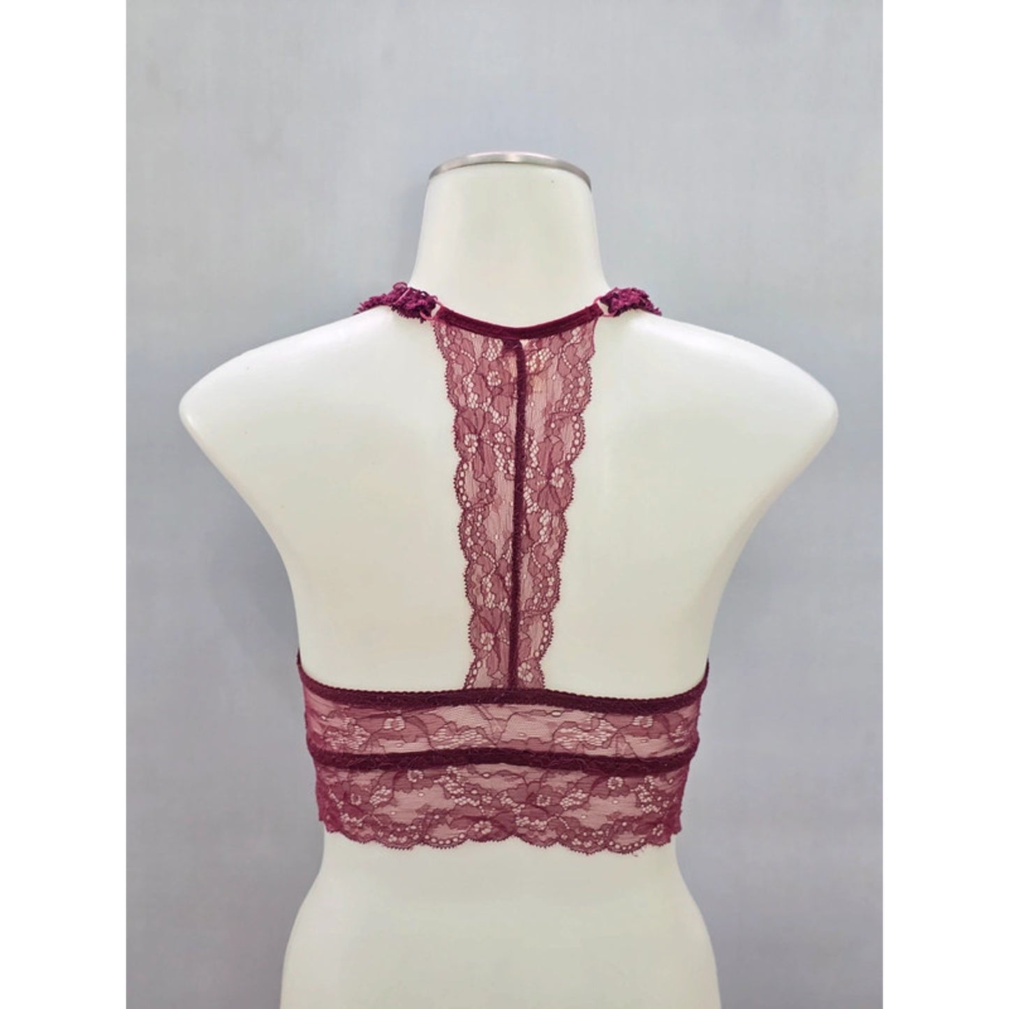 Burgundy Red Rust Lace Floral Dainty Whimsy Romantic Boudoir Bralette Small