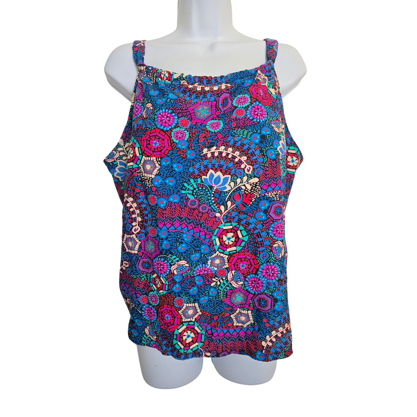 Floral Multicolor Beach Resort Vacation Swimsuit Cover Up Tankini Top Plus 18