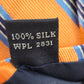 Nautica Orange Blue White Stripe 100% Silk Men's Neck Tie