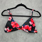 Shein Black Pink Floral Triangle Adjustable Clasp Bikini Top Swimwear Medium