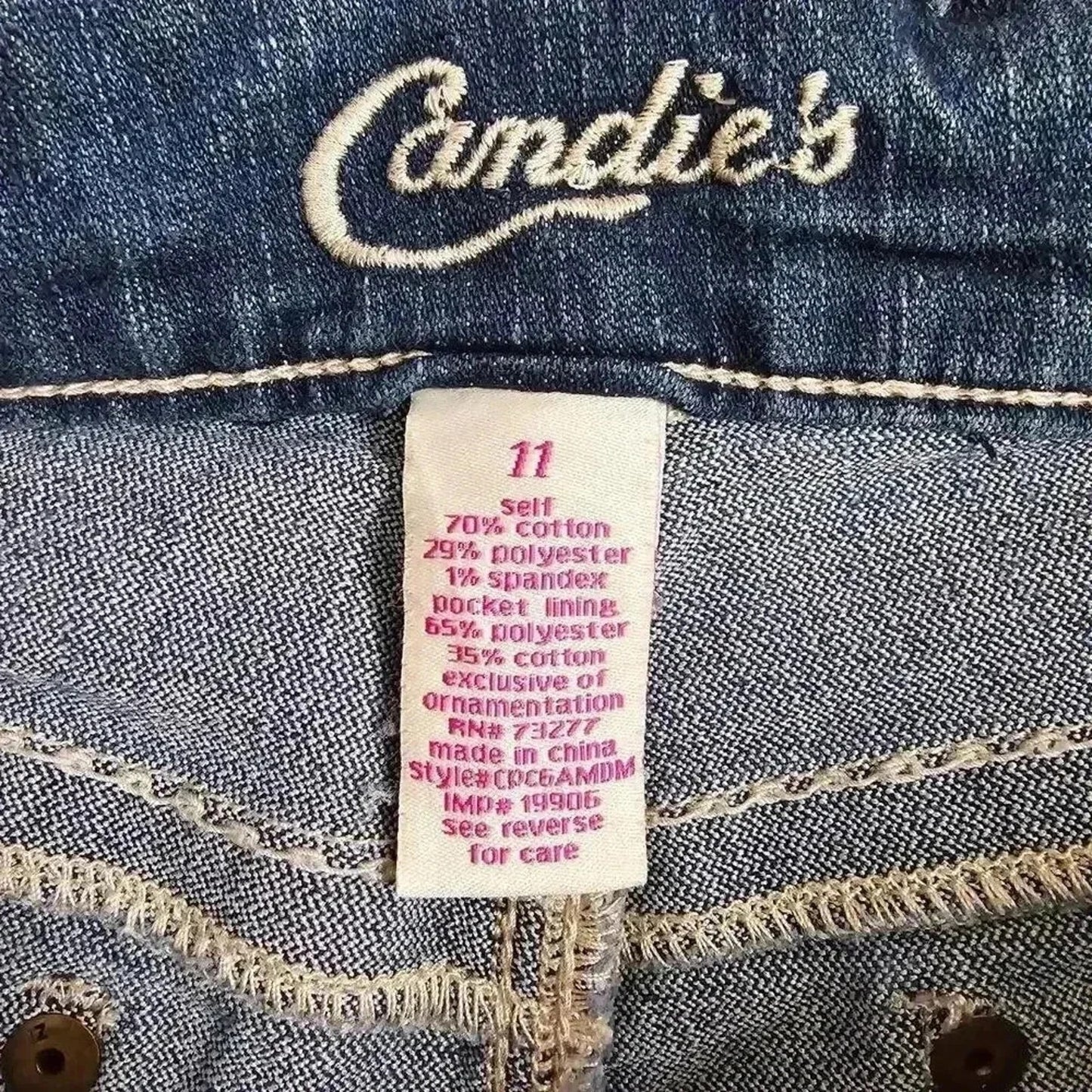 Candie's Blue Straight Leg Cotton Juniors Denim Jeans Size 11