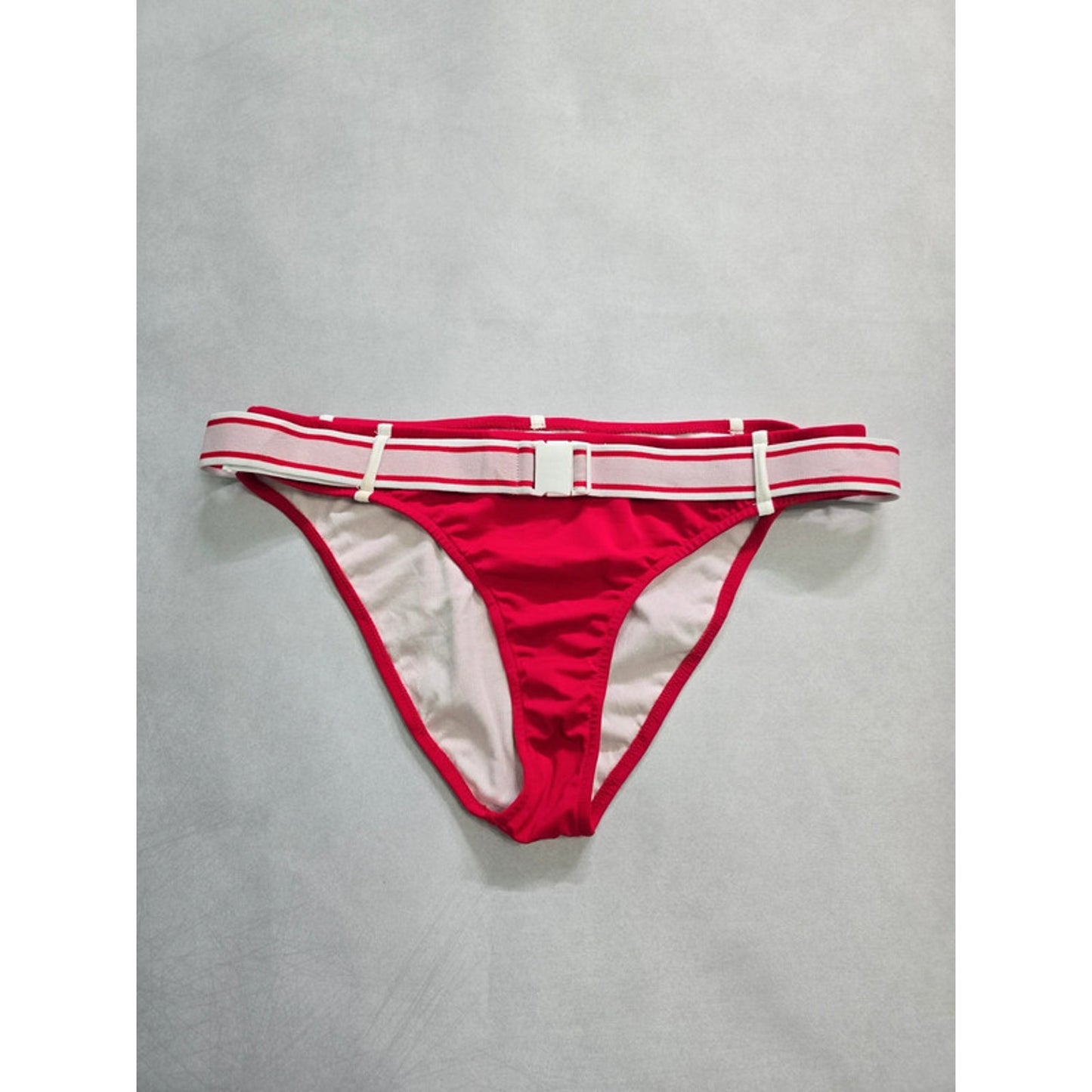 Venus Red Buckle Belt Stripes Swimsuit Beach Resort Vacation Bikini Bottoms 14