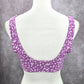 Purple White Floral Tie Front Padded Bikini Top Swimwear Medium