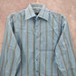 Artisti Italiani Blue Stripe Mens Button Down Long Sleeve Cotton Dress Shirt XL