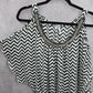 Studio Y Back White Chevron Beaded Sheer Cut Out Cold Shoulder Top XS