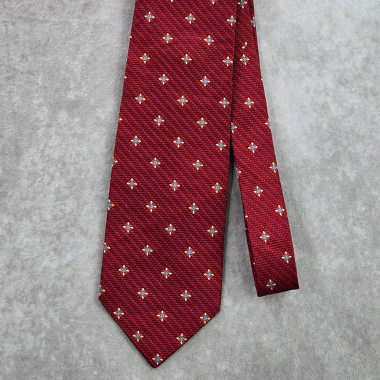Jos. A. Bank Red Blue Floral Weave Geometric Silk Executive Italy Neck Tie Men's