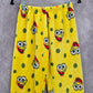 Yellow Spongebob Face Funky Fleece Sleep Bottoms Pajama Pants M Medium