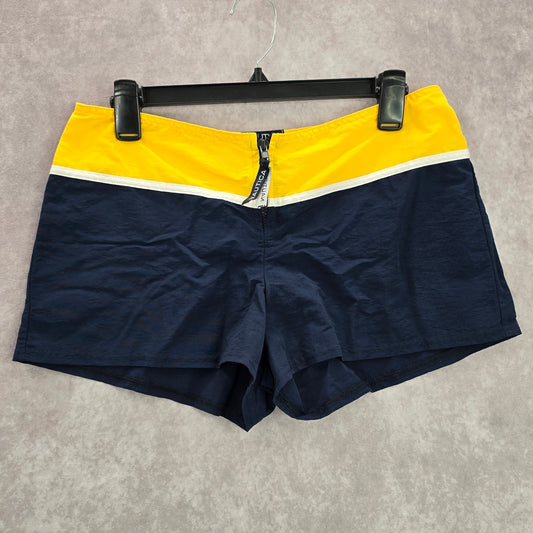 Nautica Blue Yellow Zipper Swimwear Board Shorts Bottoms Pants Small