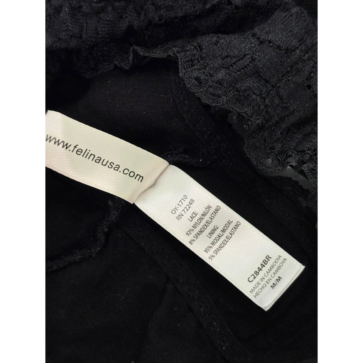 Felina Black Racerback Lace Floral Dark Boudoir Romantic Bralette Medium