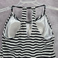 Kona Sol Black White Stripe Padded Swimwear Tankini Tank Top M Medium