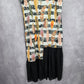 Takaya Siam Black Short Sleeve Maxi Feather Print Sheer Ruffle Dress Medium