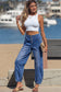 Blue 4 Buttons Front Tapered Casual Loose Fit Jeans