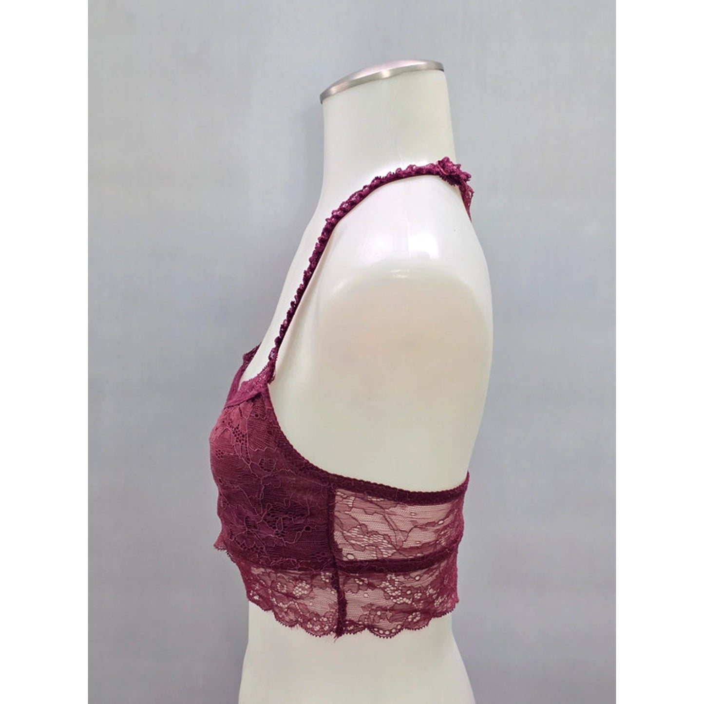 Burgundy Red Rust Lace Floral Dainty Whimsy Romantic Boudoir Bralette Small