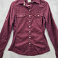 Converse Purple Button Down Long Sleeve Cotton Blouse Top Shirt XS