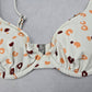White Print Padded Sports Active Bra Beach Bikini Bralette Swim Top S Small