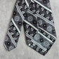Beau Brummel Black Silver Gray Floral Stripe Silk Executive Neck Tie Men's