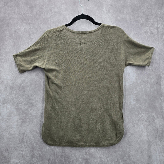 Ann Taylor Loft Petites Brown Tan Short Sleeve Top Blouse XXSP