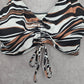 Shein Black Brown Striped Bikini Top Padded Adjustable Strap Swimwear 2XL