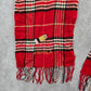Cashmink Red Plaid Tartan Fringe Wrap Angela Pencil Patch Shawl Scarves Scarf