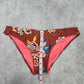 No Boundaries Brown Blue Floral Tie Medium Bikini Bottom Swimwear