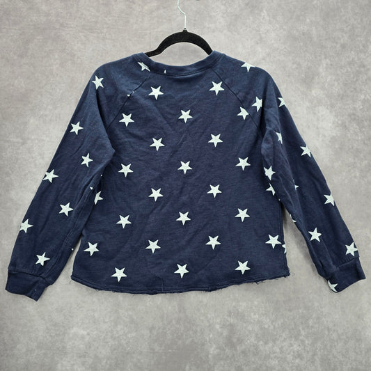 TruSelf Navy Blue Silver Star Long Sleeve Sweater Cotton Cardigan Top Medium