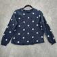 TruSelf Navy Blue Silver Star Long Sleeve Sweater Cotton Cardigan Top Medium