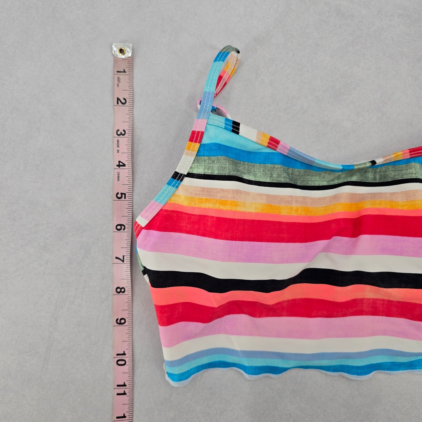 No Boundaries Pink Stripe Crop Sports Bra Bikini Bralette Swim Top S Small
