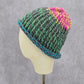 Green Pink Crochet Knit Bucket Cap Hat Fun Vintage Y2K Funky Beanie