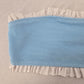 Blue White Ruffle Bandeau Beach Sports Bra Bikini Bralette Swim Top S Small