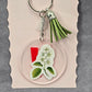 Letter Keychain Clear Silver Circle Handmade Acrylic Tassel Flower H Green