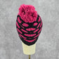 Vintage Y2K Cable Knit Black Purple Chunky Pom Pom Funky Beanie Hat