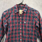 Abercrombie & Fitch Red Blue Plaid Tartan Long Sleeve Button Up Shirt Boys XS