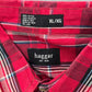Haggar Red Plaid Mens Button Down Work Casual Long Sleeve Dress Shirt XL