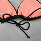 Black Embroidered Stud Padded Tie Beach Sports Bikini Bralette Swim Top S Small