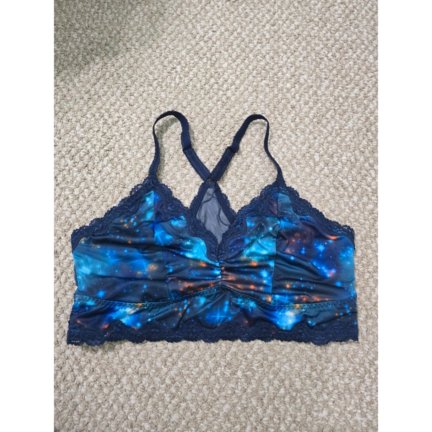 Torrid Curves Blue Galaxy Lace Floral Fairy Bridal Bralette Plus Size 2X