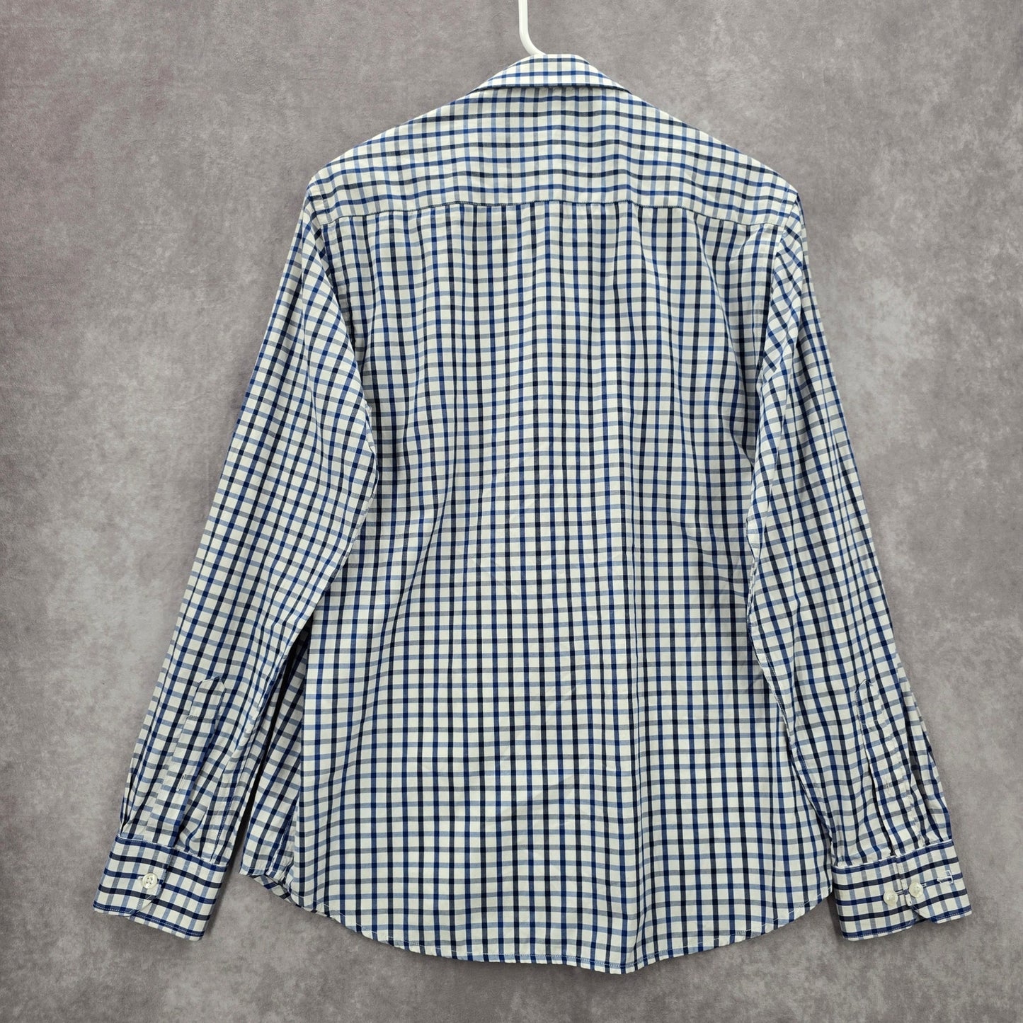 Knighthood Blue Checker Plaid Long Sleeve Button Down Slim Fit Mens Shirt Small