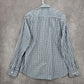 Knighthood Blue Checker Plaid Long Sleeve Button Down Slim Fit Mens Shirt Small