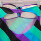 Hula Honey Purple Stripe Tube Cutout Padded Swimwear Tankini Top Medium M