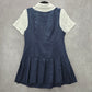 iEFiEL Blue White Short Sleeve Button Down Uniform 3 in 1 Top Medium